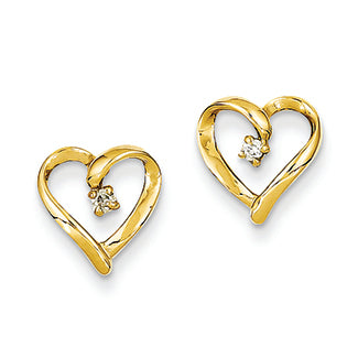 0.1 Carat 14K Gold Diamond Heart Earrings