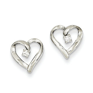 0.1 Carat 14K White Gold Diamond Heart Earrings
