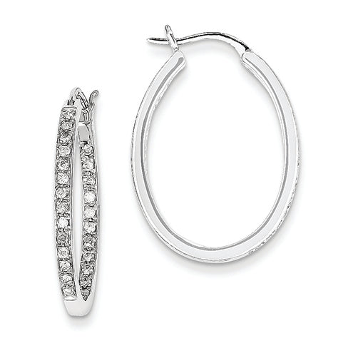 0.5 Carat 14K White Gold Quality Completed Diamond In/Out Hoop Earrings