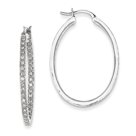0.7 Carat 14K White Gold Quality Completed Diamond In/Out Hoop Earrings