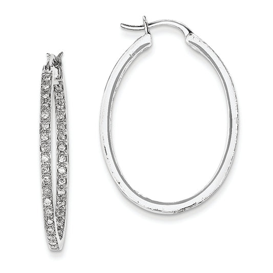 0.7 Carat 14K White Gold Quality Completed Diamond In/Out Hoop Earrings