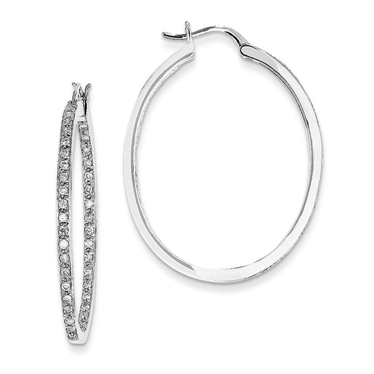 0.7 Carat 14K White Gold Quality Completed Diamond In/Out Hoop Earrings