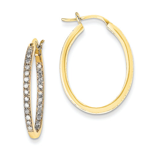 0.5 Carat 14K Gold Quality Completed Diamond In/Out Hoop Earrings