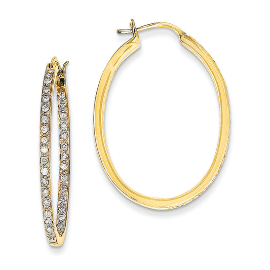 0.7 Carat 14K Gold Quality Completed Diamond In/Out Hoop Earrings