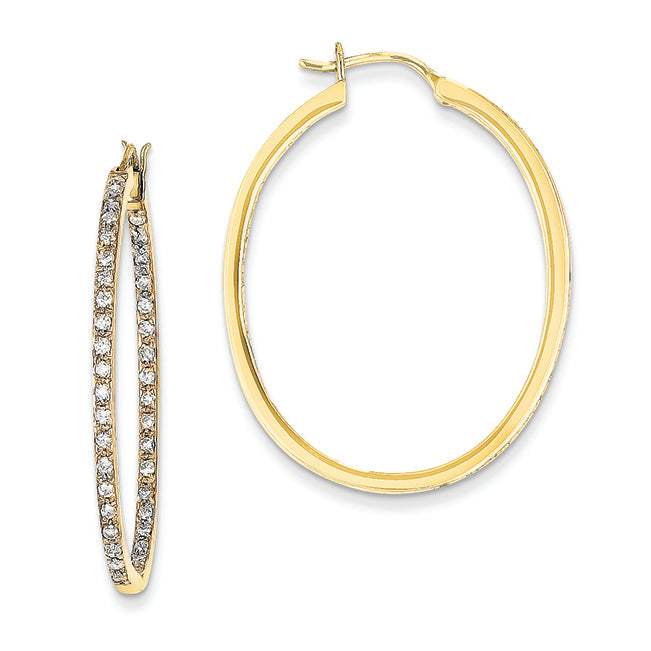 0.8 Carat 14K Gold Quality Completed Diamond In/Out Hoop Earrings