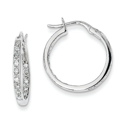 0.3 Carat 14K White Gold Diamond In/Out Hoop Earrings