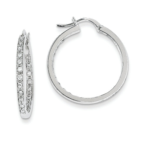 0.5 Carat 14K White Gold Diamond In/Out Hoop Earrings