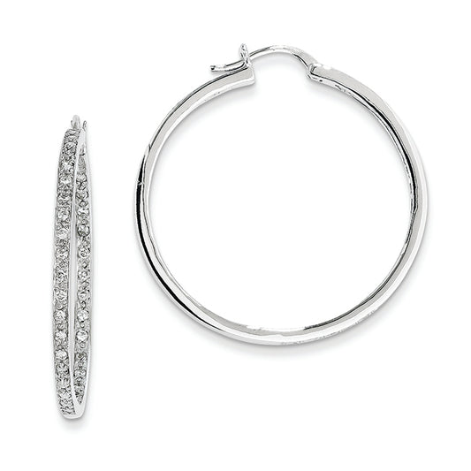 0.7 Carat 14K White Gold Quality Completed Diamond In/Out Hoop Earrings
