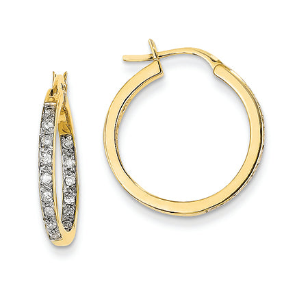 0.3 Carat 14K Gold Quality Completed Diamond In/Out Hoop Earrings