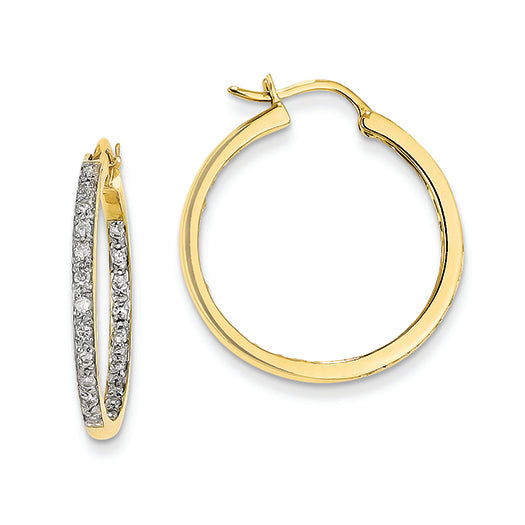 0.5 Carat 14K Gold Quality Completed Diamond In/Out Hoop Earrings