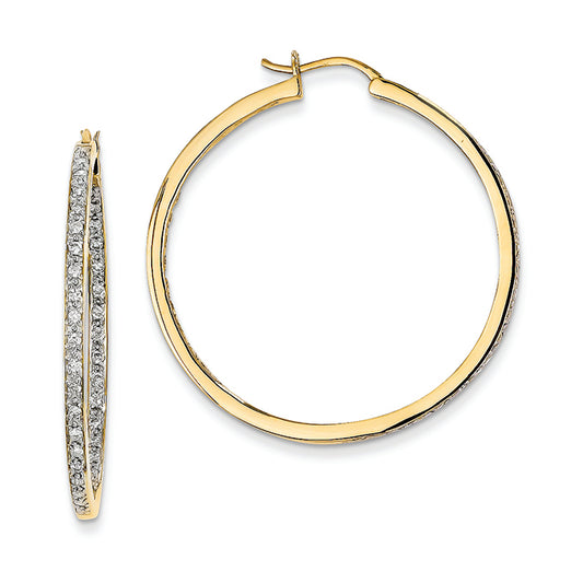 0.7 Carat 14K Gold Quality Completed Diamond In/Out Hoop Earrings