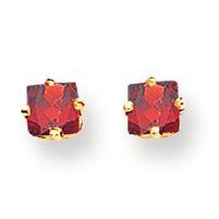 0.9 Carat 14K Gold 4mm Princess Cut Garnet earring