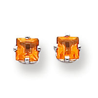 0.6 Carat 14K White Gold 4mm Princess Cut Citrine earring