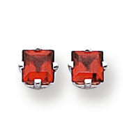 0.9 Carat 14K White Gold 4mm Princess Cut Garnet earring