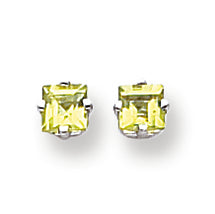 0.8 Carat 14K White Gold 4mm Princess Cut Peridot earring
