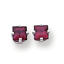 0.9 Carat 14K White Gold 4mm Princess Cut Rhodalite Garnet earring