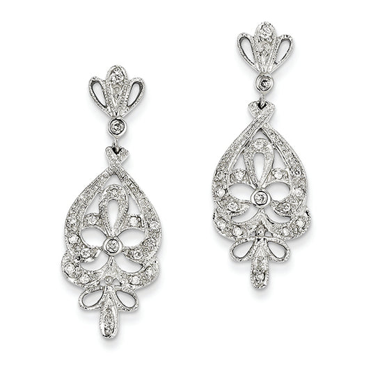 0.3 Carat 14K White Gold Quality Completed Diamond Vintage Earrings