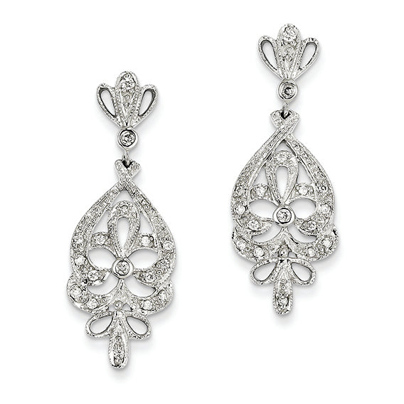 0.3 Carat 14K White Gold Quality Completed Diamond Vintage Earrings