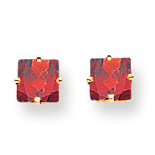 2 Carat 14K Gold 5mm Princess Cut Garnet earring