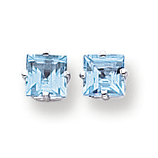 1.5 Carat 14K White Gold 5mm Princess Cut Blue Topaz earring