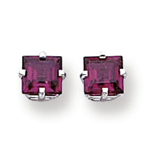 1.7 Carat 14K Gold Rhodalite Garnet Diamond princess stud earring