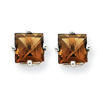 1.2 Carat 14K Goldw 5mm Square Smokey Quartz Earring