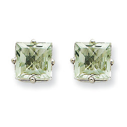 2.2 Carat 14K Goldw 6mm Square Green Amethyst Earring