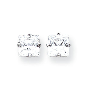 14K White Gold 6mm Princess Cut Cubic Zirconia earring