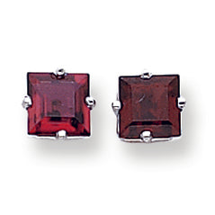 3.3 Carat 14K White Gold 6mm Princess Cut Garnet earring