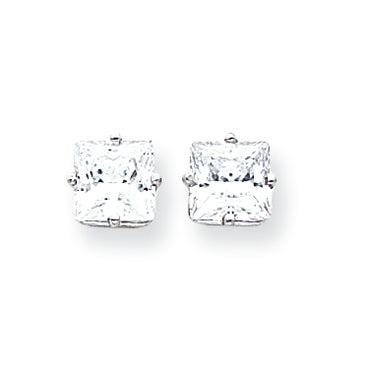 14K White Gold 7mm Cubic Zirconia Earrings
