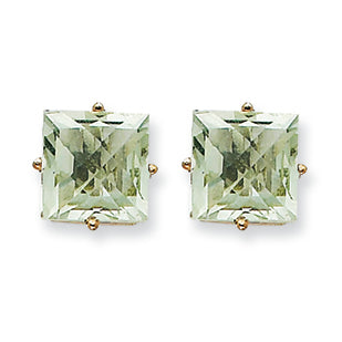 4.8 Carat 14K Goldw Princess 4-Prong 8.0mm Green Amethyst Earring