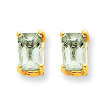 1.3 Carat 14K Gold 6x4 Emerald Green Amethyst Earring