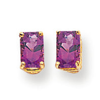 1.1 Carat 14K Gold 6x4mm Emerald Cut Amethyst earring