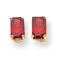 1.6 Carat 14K Gold 6x4mm Emerald Cut Garnet earring