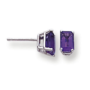 1.1 Carat 14K White Gold 6x4mm Emerald Cut Amethyst earring