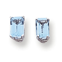 1.5 Carat 14K White Gold 6x4mm Emerald Cut Blue Topaz earring