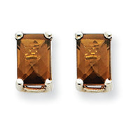 1.2 Carat 14K Goldw 6x4mm Emerald Smokey Quartz Earring