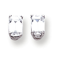 14K White Gold 6x4mm Emerald Cut Cubic Zirconia earring