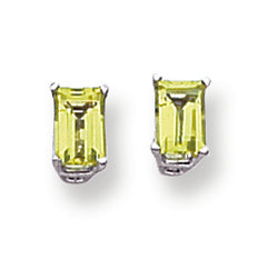1.3 Carat 14K White Gold 6x4mm Emerald Cut Peridot earring