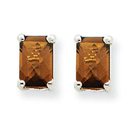 1.3 Carat 14K Goldw 6x4mm Emerald Smokey Quartz Earring