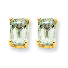 2 Carat 14K Gold 7x5 Emerald Green Amethyst Earring