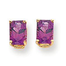 1.9 Carat 14K Gold 7x5mm Emerald Cut Amethyst earring