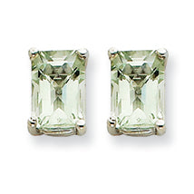 2 Carat 14K Goldw 7x5mm Emerald Green Amethyst Earring