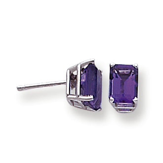 1.9 Carat 14K White Gold 7x5mm Emerald Cut Amethyst earring