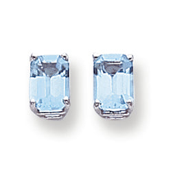 2.7 Carat 14K White Gold 7x5mm Emerald Cut Blue Topaz earring