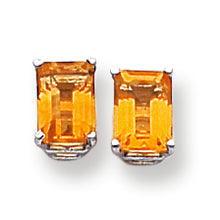 2 Carat 14K White Gold 7x5mm Emerald Cut Citrine earring