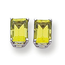 2.1 Carat 14K White Gold 7x5mm Emerald Cut Peridot earring