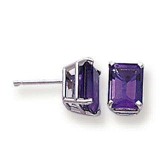 3 Carat 14K White Gold 8x6mm Emerald Cut Amethyst earring