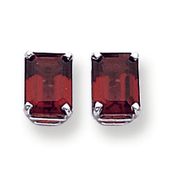 4.4 Carat 14K White Gold 8x6mm Emerald Cut Garnet earring