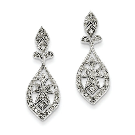 0.3 Carat 14K White Gold Vintage Diamond Dangle Earrings